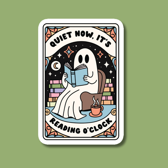 Quiet Now It's Reading O'Clock Ghost Sticker