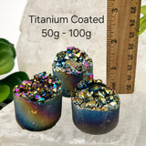 Amethyst Crystal Cluster Cylinder - Titanium Coated or Angel Aura - By Weight - You Choose Finish: Titanium Coated / 50g - 100g
