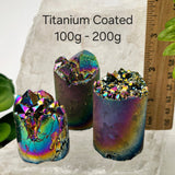 Amethyst Crystal Cluster Cylinder - Titanium Coated or Angel Aura - By Weight - You Choose Finish: Titanium Coated / 50g - 100g
