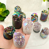 Amethyst Crystal Cluster Cylinder - Titanium Coated or Angel Aura - By Weight - You Choose Finish: Titanium Coated / 50g - 100g