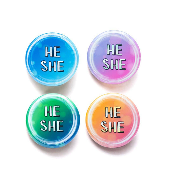 He/she pronoun buttons: Assorted Colors