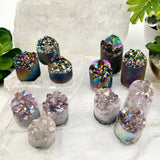 Amethyst Crystal Cluster Cylinder - Titanium Coated or Angel Aura - By Weight - You Choose Finish: Titanium Coated / 50g - 100g