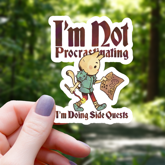 Cat Doing Side Quests Funny Sticker - 3