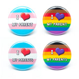 I Love My Parent(s) LGBTQ+ ally buttons: Parents - Trans
