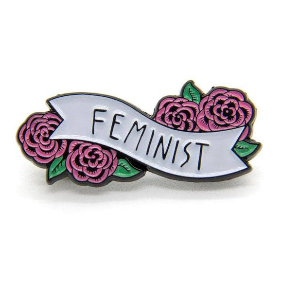Feminist Pin with Roses
