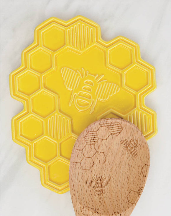 Yellow Honey Bee Ceramic Spoon Rest