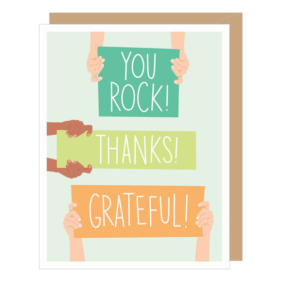 You Rock+Thanks+Grateful, Thank You Card (single or boxed)