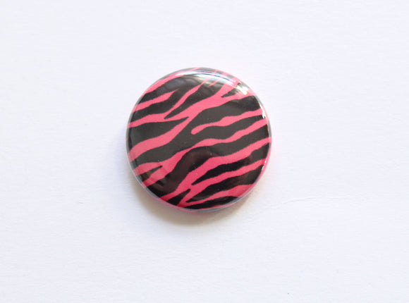 Zebra Print One Inch Button in Pink
