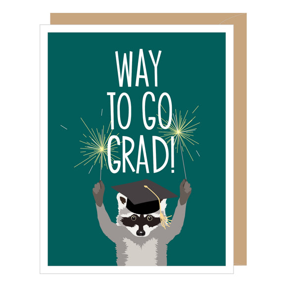 Raccoon Way to Go Grad Congratulations Card