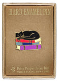 Cat with Books Enamel Pin