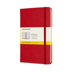 Classic Notebook, Hard Cover, Pocket, Grid, Scarlet Red