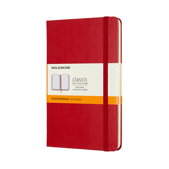 Classic Notebook, Hard Cover, Pocket, Lined, Scarlet Red